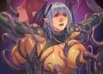  2girls breasts demon_girl homare_(fool&#039;s_art) huge_breasts large_breasts multiple_girls tentacle 