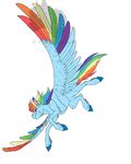  2016 blue_feathers blue_fur digital_media_(artwork) equine feathered_wings feathers female feral focus friendship_is_magic fur hair hooves horse luna68 mammal multicolored_feathers multicolored_hair my_little_pony pegasus pony rainbow_dash_(mlp) rainbow_hair scar simple_background solo tagme teeth white_background wings 