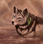  2011 ambiguous_gender black_fur black_nose blue_eyes canine ear_piercing feral flashw fur looking_at_viewer mammal partially_submerged piercing solo water white_fur wolf 