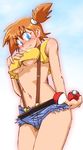  belt breasts covered_nipples dengeki!_pikachu green_eyes gym_leader kasumi_(pokemon) navel onnaski orange_hair pokemon short_hair side_ponytail solo 