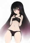  bad_id bad_pixiv_id black_bra black_hair black_panties bra johan_(johan13) long_hair looking_at_viewer navel original panties purple_eyes simple_background solo underwear white_background 