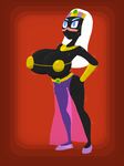  big_breasts blue_eyes breasts clothing duck_dodgers female hair humanoid looney_tunes not_furry queen_tyr&#039;ahnee shaking sweat warner_brothers white_hair 