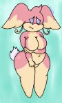  anthro arm_under_breasts audino belly big_breasts big_ears big_thighs blue_background blue_eyes breasts digital_media_(artwork) feet female fluffy fluffy_tail front_view fur half-closed_eyes hand_on_arm huge_breasts invalid_tag navel nervous nintendo nude overweight overweight_female pink_fur pok&eacute;mon pok&eacute;mon_(species) pokemon_bw shy simple_background slightly_chubby solo standing tan_fur text thick_thighs video_games watermark wide_hips zen0_33 