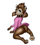  4_toes anthro blue_eyes brown_fur canine clothing collar eyelashes female fur furgonomics furry-specific_piercing hotel_transylvania mammal neonctron piercing pigtailsbutt solo toes were werewolf winnie_werewolf_(hotel_transylvania) 