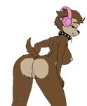  anthro anus areola blue_eyes breasts brown_fur butt canine cheesecaked clothing collar eyelashes female fur furgonomics furry-specific_piercing headphones hotel_transylvania mammal neonctron nipples nude piercing pussy side_boob solo were werewolf winnie_werewolf_(hotel_transylvania) 