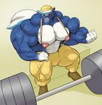  abs animal_crossing anthro biceps big_muscles clothed clothing guzreuef hi_res huge_muscles kicks_(animal_crossing) male mammal muscular nintendo nipples pecs skunk solo sweat topless video_games weights 