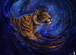  amber_eyes ambiguous_gender cosmic detailed_background feline flashw fur mammal solo stripes tagme tiger water whiskers 