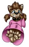  4_toes anthro blue_eyes brown_fur canine clothing collar eyelashes female fur furgonomics furry-specific_piercing hotel_transylvania mammal neonctron piercing pigtails solo teeth toes were werewolf winnie_werewolf_(hotel_transylvania) 