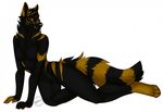  anthro breasts canine featureless_breasts featureless_crotch female khaleesi mammal simple_background solo striped_tail stripes white_background wolf 