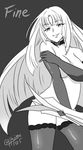  artist_name black_background black_gloves black_legwear bug butterfly cane character_name choker commentary_request elbow_gloves eyebrows eyebrows_visible_through_hair fine_(symphogear) gloves greyscale hand_on_own_arm hazime-karbo hime_cut holding_arm insect lace lace-trimmed_gloves lace-trimmed_thighhighs long_hair monochrome nude pinky_out senki_zesshou_symphogear signature simple_background smile solo thighhighs twitter_username 