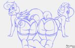  2016 all_fours big_butt butt clothing duo earth_pony equine fan_character female hair_ornament horse lingerie looking_at_viewer looking_back mammal marukomuru mature_female my_little_pony pegasus pony presenting raised_tail rear_view sketch thick_thighs wide_hips wings 