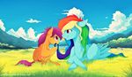  duo female feral friendship_is_magic loukaina my_little_pony outside rainbow_dash_(mlp) scootaloo_(mlp) tagme 