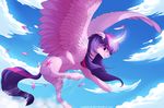  cutie_mark feathered_wings feathers female feral flying friendship_is_magic hooves horn loukaina my_little_pony outside solo tagme twilight_sparkle_(mlp) wings 
