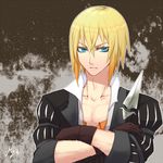  artist_name blonde_hair blue_eyes crossed_arms eizen_(tales) gloves male_focus mzroas solo tales_of_(series) tales_of_berseria 