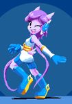  2016 anthro boots breasts clothed clothing dragon female footwear freedom_planet freedom_planet_2 gloves goshaag hair long_hair looking_at_viewer one_eye_closed open_mouth purple_hair sash_lilac shorts solo video_games wink 