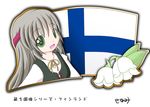  1girl finland flag flower green_eyes long_hair murakami_senami 