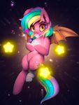  amber_eyes animated bandage cutie_mark equine fan_character female feral fur hair hooves horse inner_ear_fluff looking_at_viewer mammal multicolored_hair my_little_pony paper_stars_(character) pegasus pink_fur pony rainbow_hair rodrigues404 smile solo star wings 