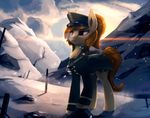  animated brown_hair clothing cutie_mark day detailed_background equine fan_character female feral fur hair hat hooves horn horse katya_ironstead_(character) mammal my_little_pony no_sound outside pony rodrigues404 sky snow snowing solo standing unicorn 