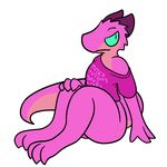  2016 aliasing anthro blue_eyes bottomless clothed clothing digital_media_(artwork) female kobold reptile scalie simple_background solo spaffy thigh_thighs trout_(artist) 