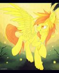  blonde_hair equine feathered_wings feathers female feral friendship_is_magic fur gem hair hi_res hooves horse inner_ear_fluff jewelry loukaina mammal my_little_pony necklace orange_hair outside pegasus pony sky solo spitfire_(mlp) wings wonderbolts_(mlp) yellow_feathers yellow_fur yellow_wings 