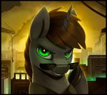  animated brown_hair detailed_background equine eyewear fan_character feral fur green_eyes hair hooves horn horse looking_at_viewer male mammal my_little_pony no_sound order_compulsive_(character) outside pony rodrigues404 smile smog smoke solo sunglasses teeth unicorn 