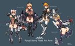  aircraft airplane antennae ass blonde_hair breasts buccaneer_(airplane) curvy fighter-bomber fighter_jet gannet_(airplane) glasses goggles goggles_on_head grey_hair gunpod highres jet large_breasts long_hair looking_at_viewer mecha_musume military military_vehicle missile missile_pod multiple_girls open_mouth orange_hair original propeller royal_navy sea_vixen seafire_(airplane) short_hair smile tattoo tokihama_jirou 