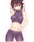  :o ass_visible_through_thighs bad_id bad_nicoseiga_id bare_arms bare_shoulders bike_shorts black_shorts blush breasts brown_hair cameltoe collarbone contrapposto cowboy_shot hair_between_eyes hand_on_hip impossible_clothes legs_apart medium_breasts navel open_mouth pom_pom_(clothes) red_eyes shameimaru_aya shirt short_hair shorts simple_background skin_tight sleeveless solo standing stomach sweatdrop taut_clothes taut_shirt touhou turtleneck white_background yonaga_(masa07240) 