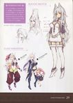  absurdres animal_ears aquaplus boots breasts character_sheet cleavage concept_art dungeon_travelers_2 elbow_gloves gloves hair_ornament highres kawata_hisashi large_breasts long_hair mefmera multiple_girls revealing_clothes scan shorts thighhighs translation_request white_hair zettai_ryouiki 