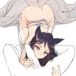  ahri animal_ears bangs black_hair erection fellatio fingernails fox_ears fox_tail head_tilt heart heart-shaped_pupils jorin league_of_legends looking_at_viewer multiple_tails nail_polish nude oral orange_eyes out_of_frame partially_colored penis pov red_nails sash solo_focus source_request symbol-shaped_pupils tail thighhighs white_background white_legwear 