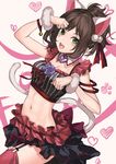  animal_ears asterisk_(idolmaster) brown_hair cat_ears cat_tail garter_straps green_eyes idolmaster idolmaster_cinderella_girls infukun maekawa_miku navel open_mouth ponytail short_hair smile solo tail thighhighs 