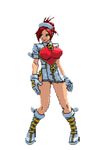  1girl animated animated_gif boots breasts dress full_body garnet_(rumble_fish) gloves green_eyes jiggle large_breasts legs leotard long_boots lowres nurse pink_hair rumble_fish short_hair simple_background sprite standing transparent_background zipper 