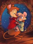  2016 ambiguous_gender blue_eyes brown_fur cub female fur hug jonas mrs_brisby night tan_fur the_secret_of_nimh timmy_brisby young 