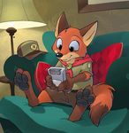  canine chair clothed clothing disney fox fur game_boy hat lamp mammal nick_wilde nintendo orange_fur paws pillow raccoondrew video_games zootopia 