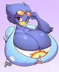  2016 anthro avian big_breasts bird breasts busty_bird cleavage clothed clothing cute eyewear female huge_breasts jaeh smile solo sunglasses 