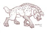  2016 4_toes black_and_white claws digital_drawing_(artwork) digital_media_(artwork) digitigrade feral grin hyena looking_at_viewer male mammal monochrome quadruped richard_foley side_view signature simple_background sketch solo spots spotted_hyena teeth toe_claws toes white_background 