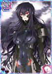  arm_guards armor arms_at_sides beatrix_bremer black_hair bodysuit breasts cloud cloudy_sky covered_navel cowboy_shot expressionless headpiece highres large_breasts long_hair muvluv outdoors parted_lips red_eyes schwarzesmarken skin_tight sky solo very_long_hair waifu2x wavy_hair 