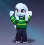  3_toes 4_fingers animated clothing fingers fur no_sound pink_eyes rodrigues404 toes undertale video_games white_fur 