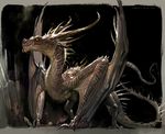  claws dragon glowing glowing_eyes horn jaemin_kim scales smaug spines teeth the_hobbit wings 