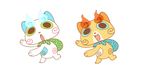  animated bag blue_eyes brothers brown_fur cute dancing duo extraordinarycircus fur green_eyes komajiro komasan male nintendo sibling smile video_games white_fur yo-kai_watch youkai 