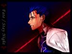  artist_request copyright_name fate/stay_night fate_(series) gae_bolg lancer male_focus over_shoulder polearm profile solo spear weapon weapon_over_shoulder 