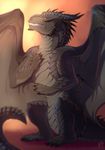  anthro dragon fangs horn hornedfreak male nude sitting solo teeth wings 