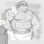  2016 anthro bowser digital_media_(artwork) erection fangs hair horn koopa male mario_bros nintendo nipples penis piecing scalie shower simple_background smile spikes sweat teeth towel ursso_(artist) video_games water wet 