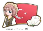  1girl blue_eyes brown_hair flag murakami_senami turkey_(country) turkish_flag 