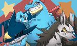  feraligatr mightyena nintendo pok&eacute;mon ragujuka red_eyes sharp_teeth sharpedo teeth video_games yellow_sclera 