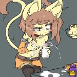  1girl amboynav2 breasts female furry milking mouse no_bra simple_background small_breasts solo tagme 
