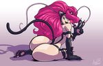  2016 animal_humanoid anthro axel-rosered big_butt breasts butt cat_humanoid darkstalkers felicia_(darkstalkers) feline female humanoid mammal nude one_eye_closed smile solo video_games wink 