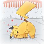  &lt;3 all_fours anus apefromspace3 ass_up balls blush bow butt cum fur looking_back male nintendo penis pikachu pok&eacute;mon raised_tail rear_view solo tongue tongue_out video_games yellow_fur 