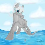  2016 absurd_res beach bigbidoof bioluminescence blue_eyes duo equine fan_character female feral fish glowing hair hi_res hooves horse hybrid lacera_viscera_(character) larger_female macro male mammal marine micro my_little_pony pony ponytail sea seaside shark size_difference smaller_male smile water 