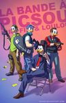  amazing assault_rifle avian beak bird chair clothing disney duck duey footwear french group gun handgun hat huey human leuy male mammal mask masks money necktie pants pistol ranged_weapon rifle scrooge_mcduck shirt shoes sitting suit tohad weapon 