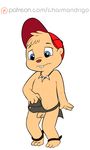  2016 alvin_and_the_chipmunks alvin_seville anthro balls barefoot blue_eyes buckteeth charmandrigo chipmunk clothed clothing cream_fur cub curious flaccid fur hat jewelry loincloth looking_down male mammal necklace nude patreon penis rodent simple_background solo standing teeth topless uncut watermark young 